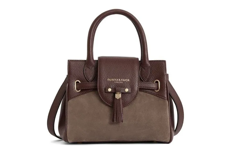 Fairfax and Favor Mini Windsor Bag in Stockist Exclusive Port and Deep Taupe