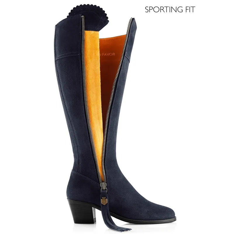 Fairfax and Favor Regina Heeled Boot Sporting Fit in Navy Suede-3