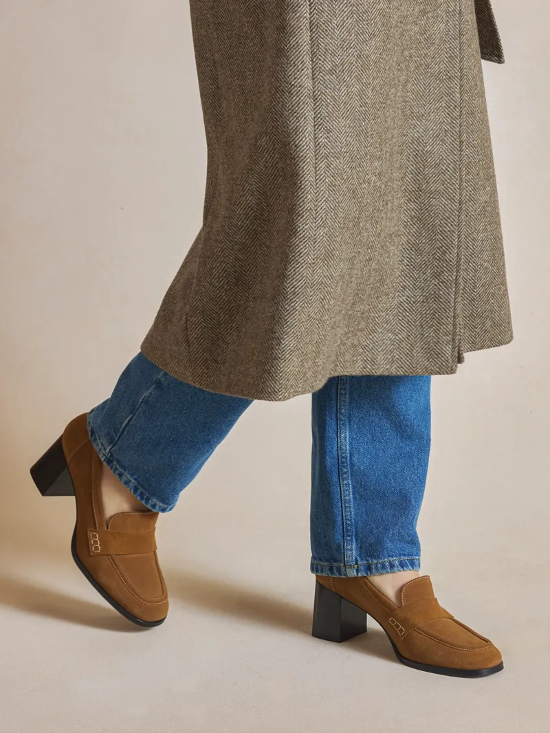 Fairfax and Favor Heeled Wroxham Loafer in Tan Suede-5