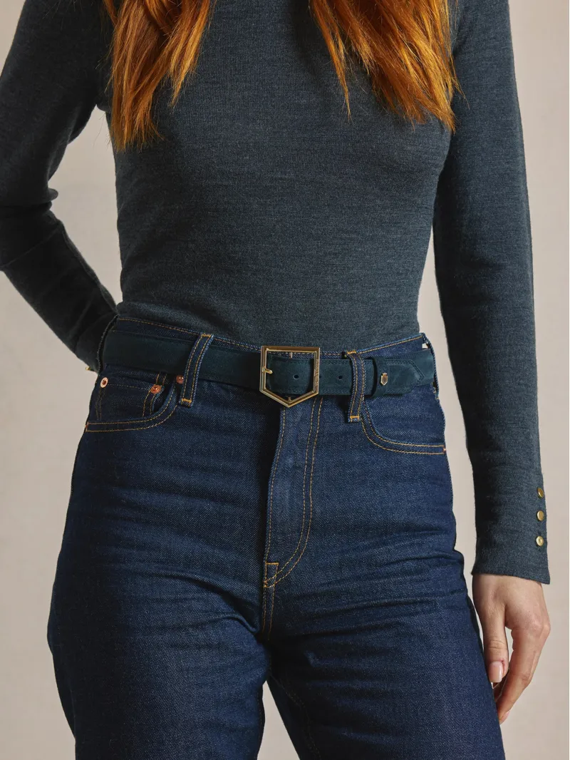 Fairfax and Favor Felbrigg Belt in Teal Suede-2