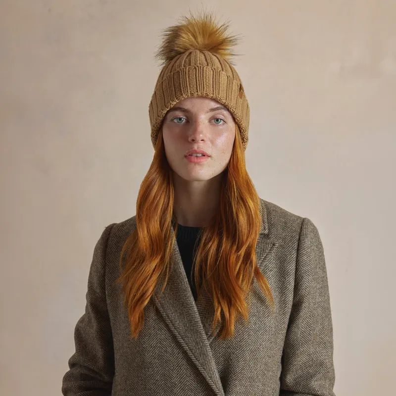 Fairfax and Favor Signature Bobble Hat in Camel-2