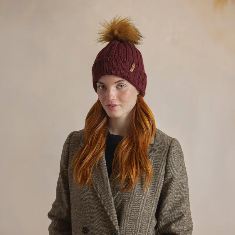 Fairfax and Favor Signature Bobble Hat in Port-1
