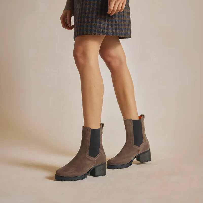 Fairfax and Favor Heeled Boudica Stockist Exclusive Boots in Deep Taupe Suede-5