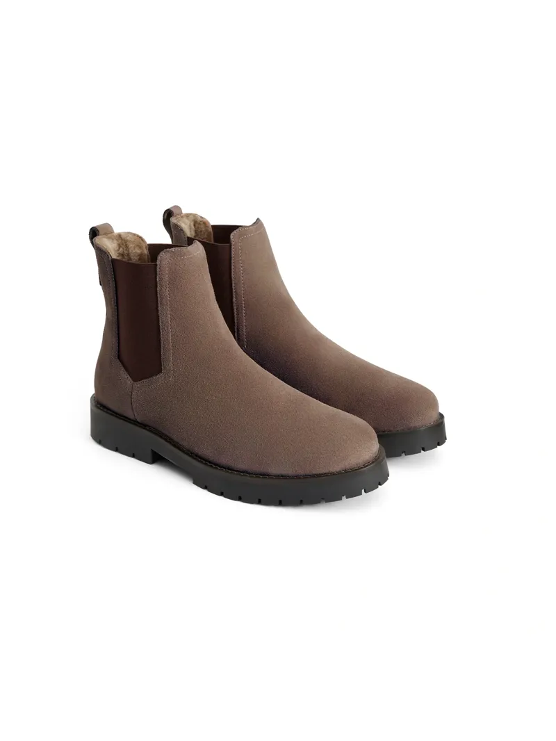 Fairfax and Favor Sheepskin Boudica Ankle Boot in Deep Taupe Suede-3
