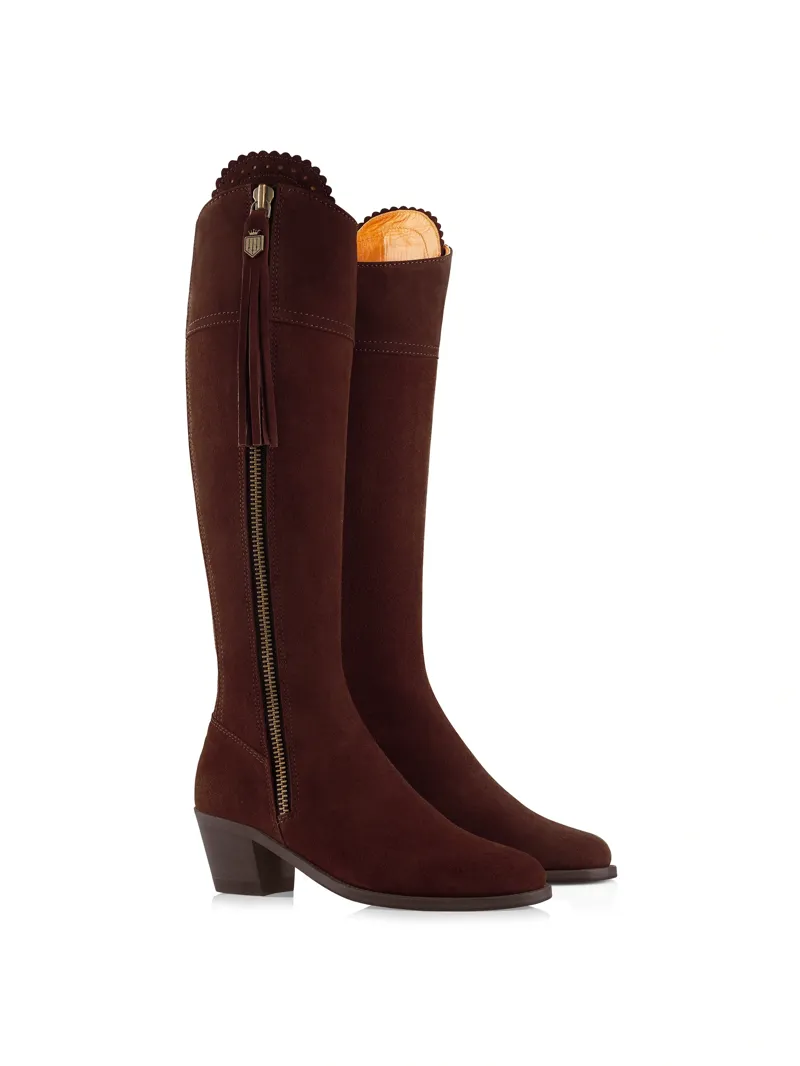 Fairfax and Favor Regina Heeled Boots Regular Fit in Port Suede-1