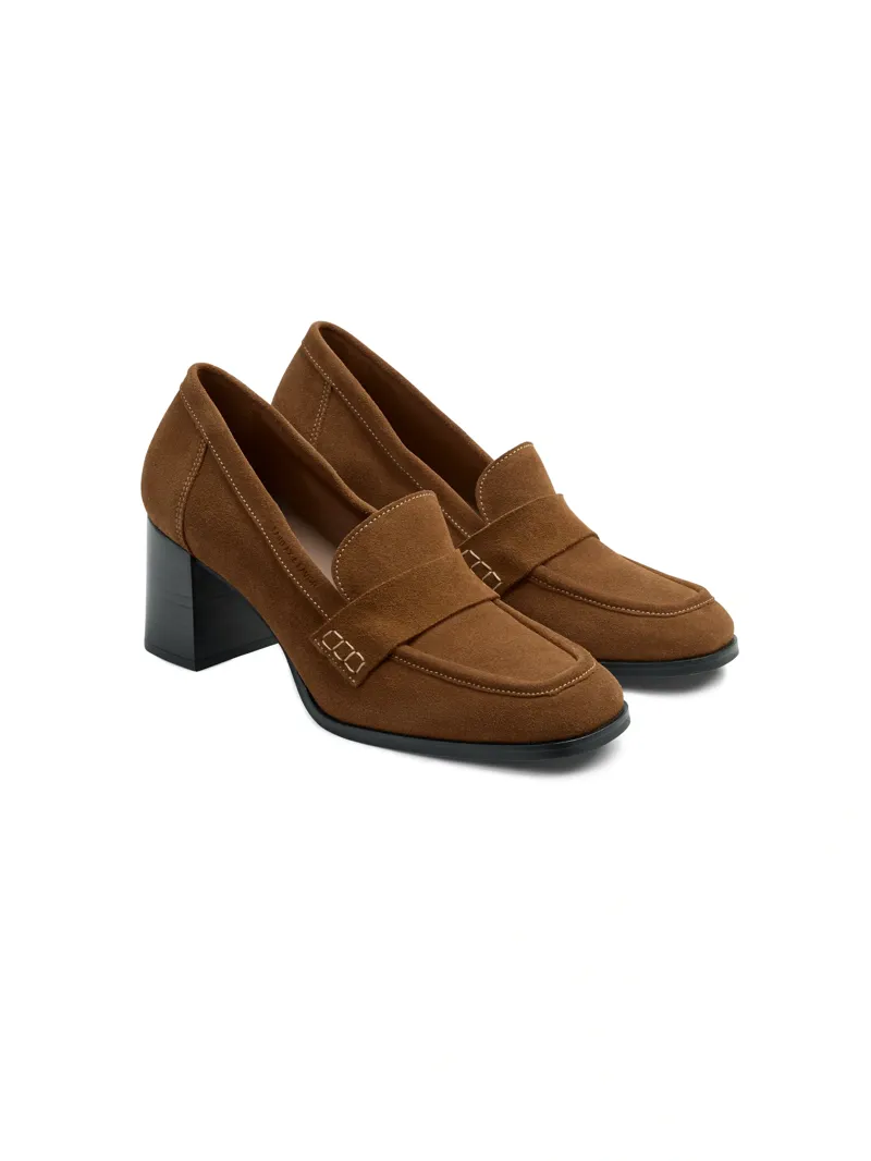 Fairfax and Favor Heeled Wroxham Loafer in Tan Suede-1