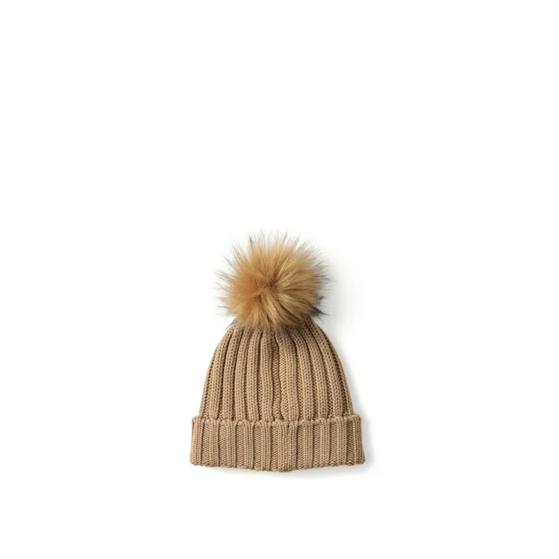 Fairfax and Favor Signature Bobble Hat in Camel-1