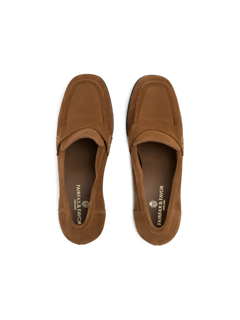 Fairfax and Favor Heeled Wroxham Loafer in Tan Suede-2