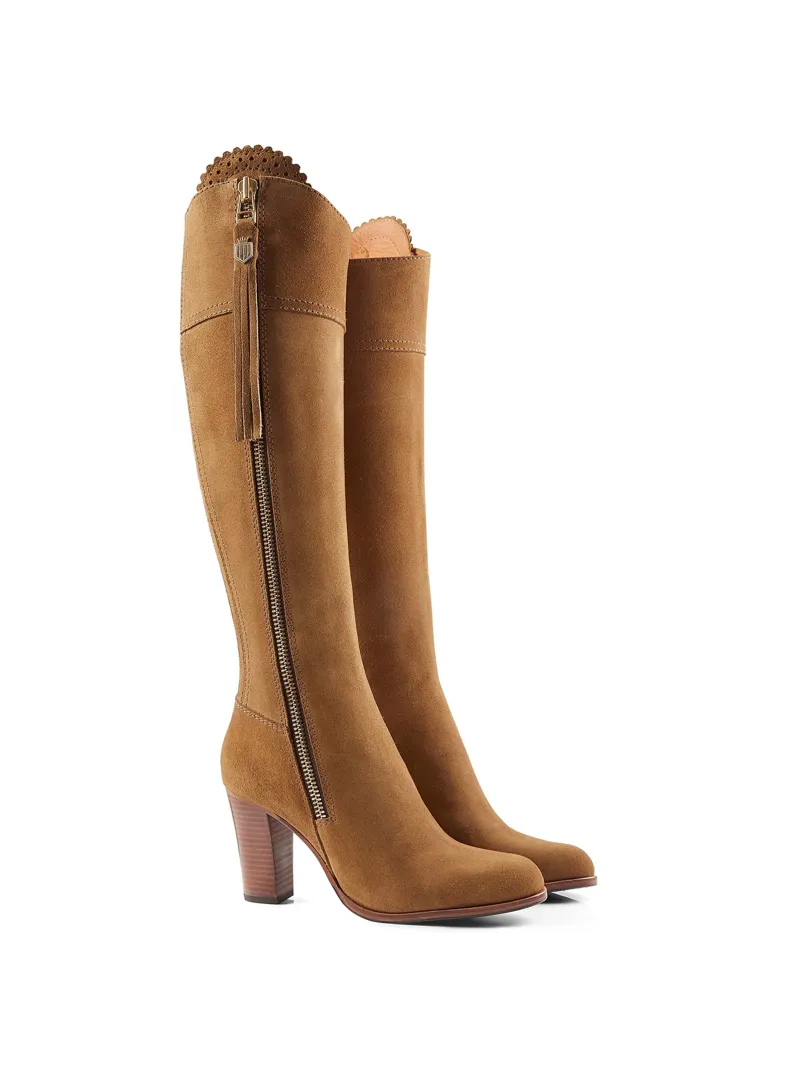 Fairfax and Favor Regina High Heeled Boots Regular Fit in Tan Suede-1