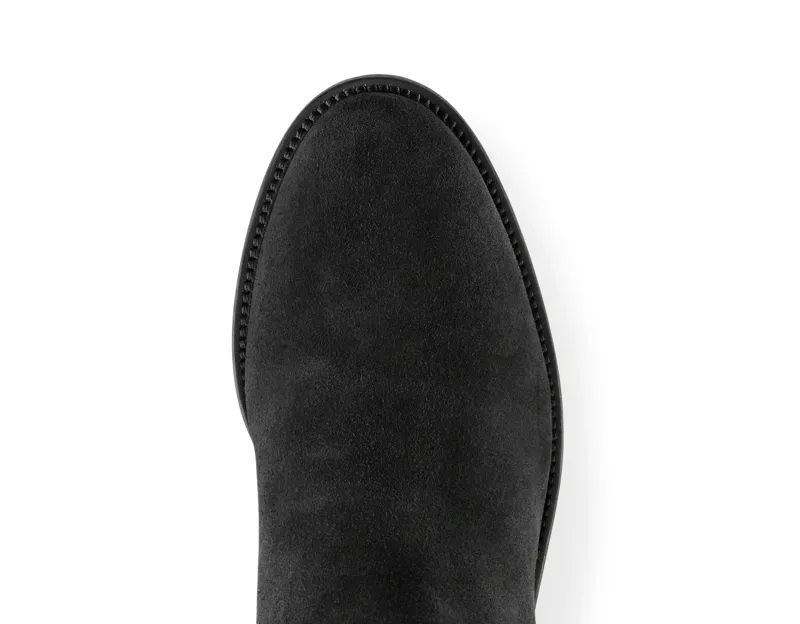 Fairfax and Favor Regina Flat Boots Narrow Fit in Black Suede-1