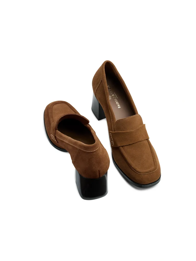 Fairfax and Favor Heeled Wroxham Loafer in Tan Suede-3