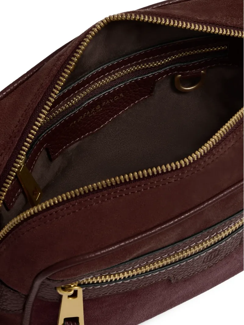 Fairfax and Favor Fulham Crossbody Bag in Port Suede-3