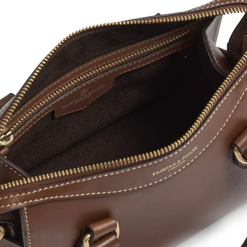 Fairfax and Favor Mini Kew Top Handle Bag in Tan Leather-3