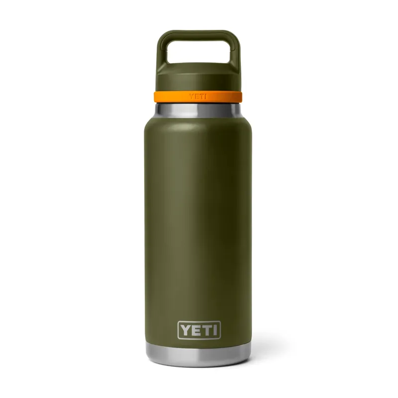 Yeti Rambler 36oz Chug Bottle in Olive/King Crab Orange