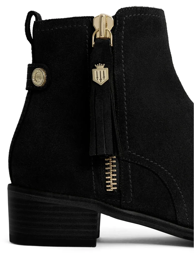 Fairfax and Favor Flat Oakham Ankle Boot in Black Suede-2