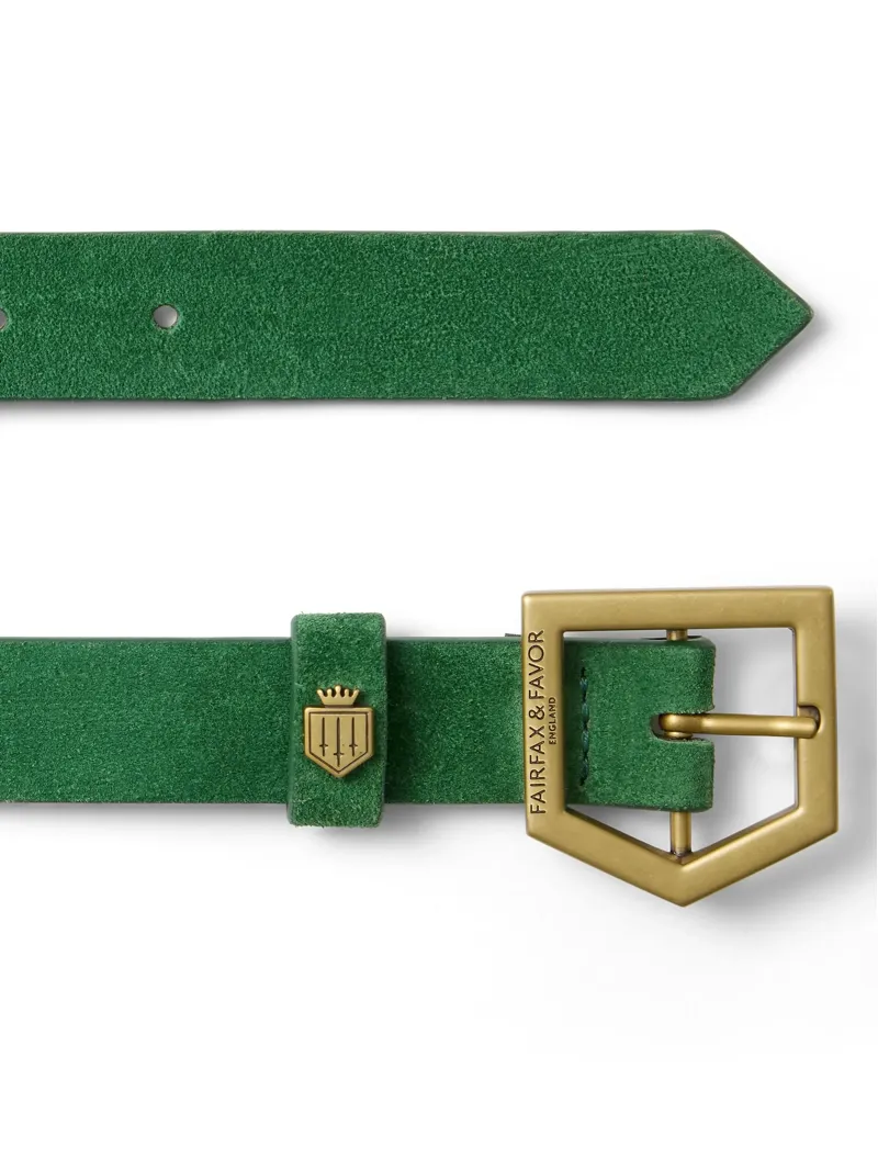 Fairfax and Favor Sennowe Belt in Clover Green Suede-3