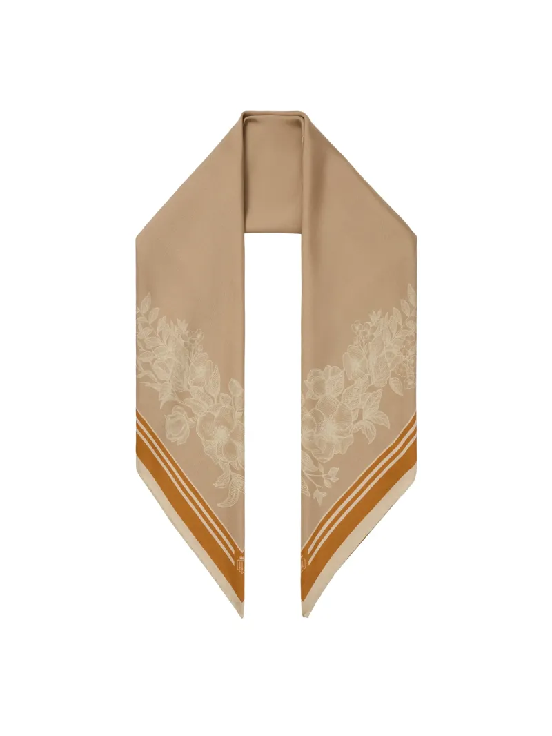 Fairfax and Favor Mannington Silk Scarf in Beige/White/Orange-1