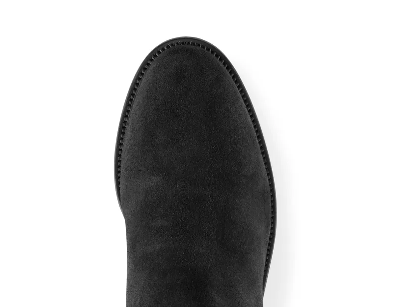 Fairfax and Favor Regina Flat Boots Sporting Fit in Black Suede-1