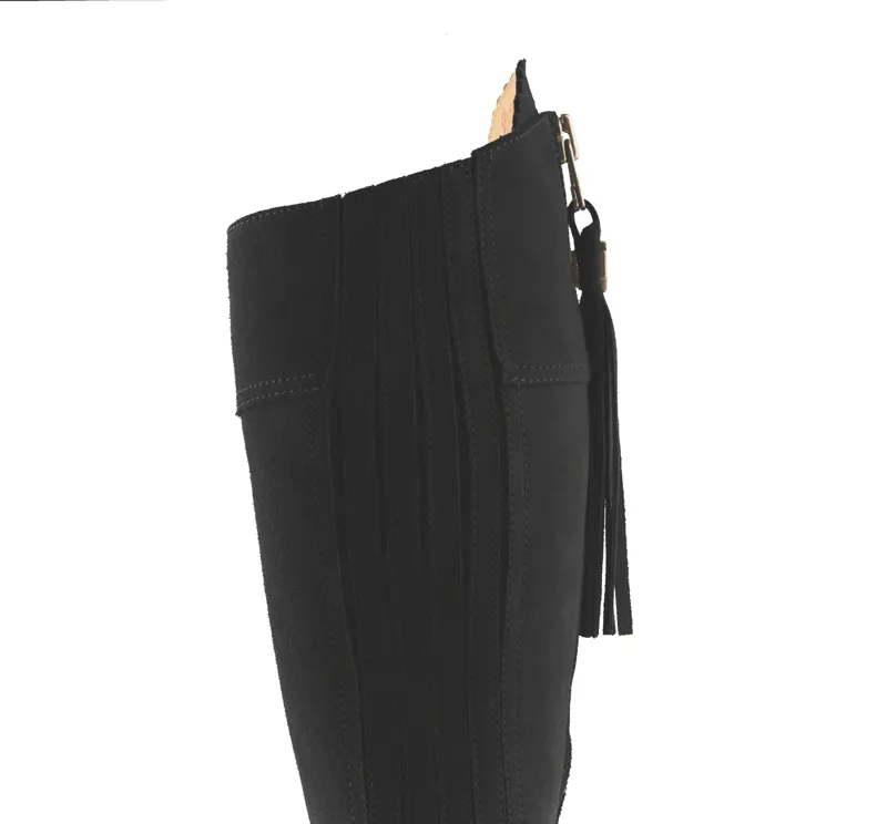 Fairfax and Favor Regina Flat Boots Sporting Fit in Black Suede-2