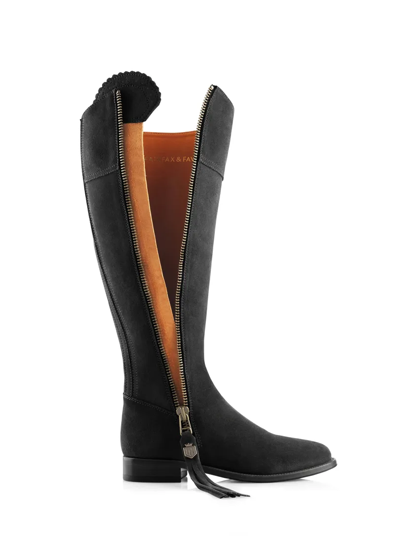 Fairfax and Favor Regina Flat Boots Sporting Fit in Black Suede-4