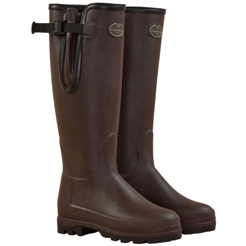 Le Chameau Womens Vierzonord Neo Lined Wellington Boots in Marron Fonce