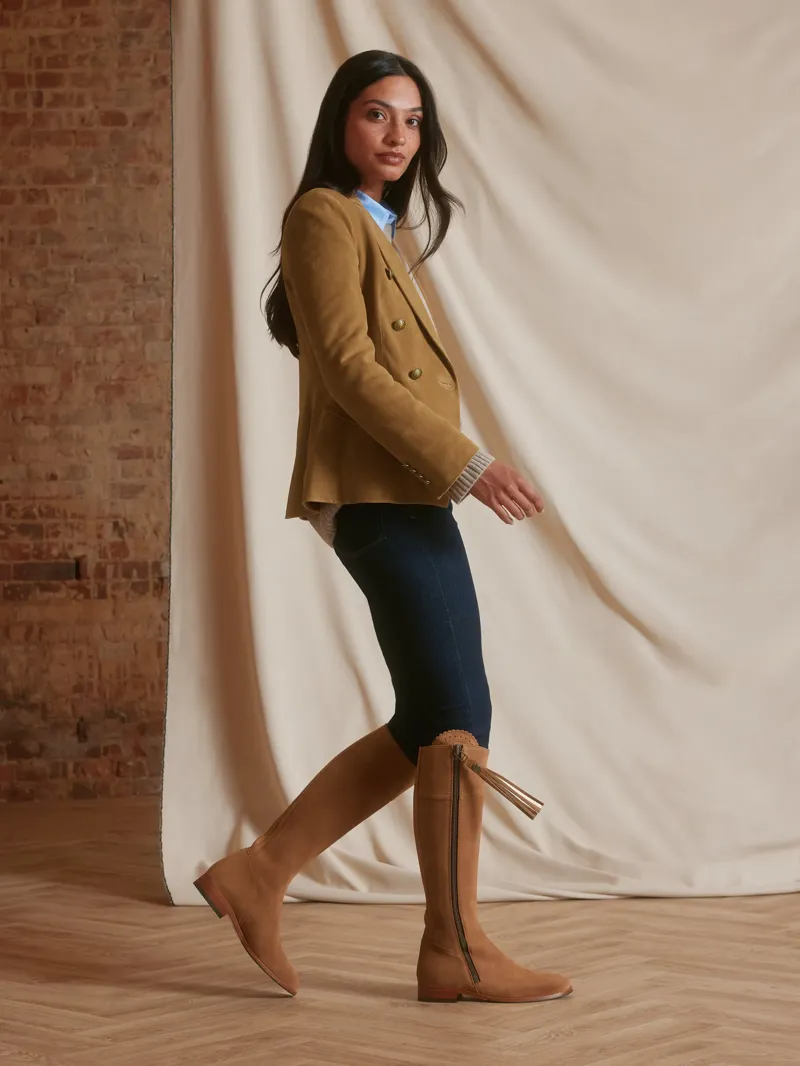 Fairfax and Favor Regina Flat Boot Regular Fit in Tan Suede-6