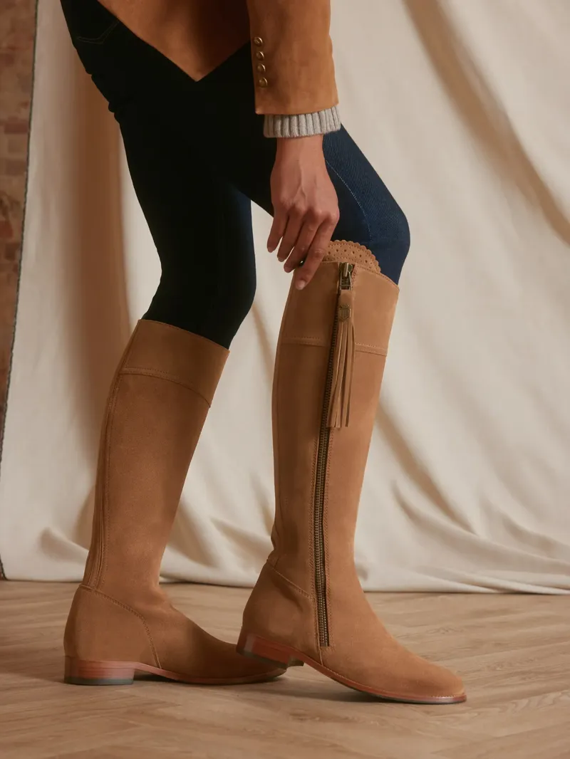 Fairfax and Favor Regina Flat Boot Regular Fit in Tan Suede-5