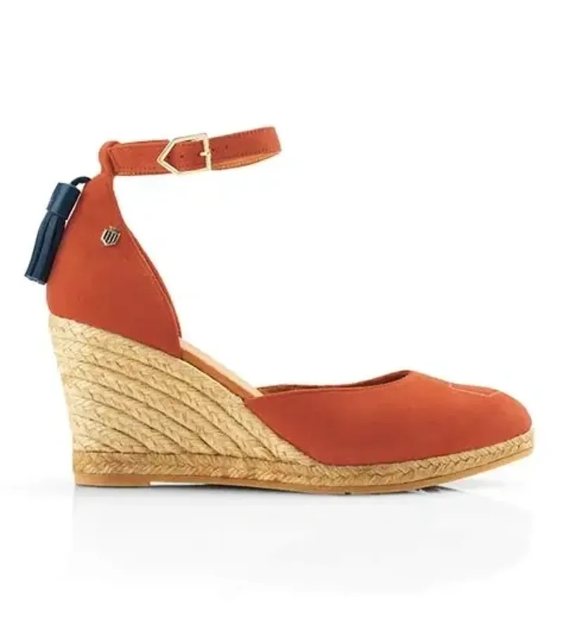 Fairfax and Favor Monaco Wedge Sandal in Sunset Orange