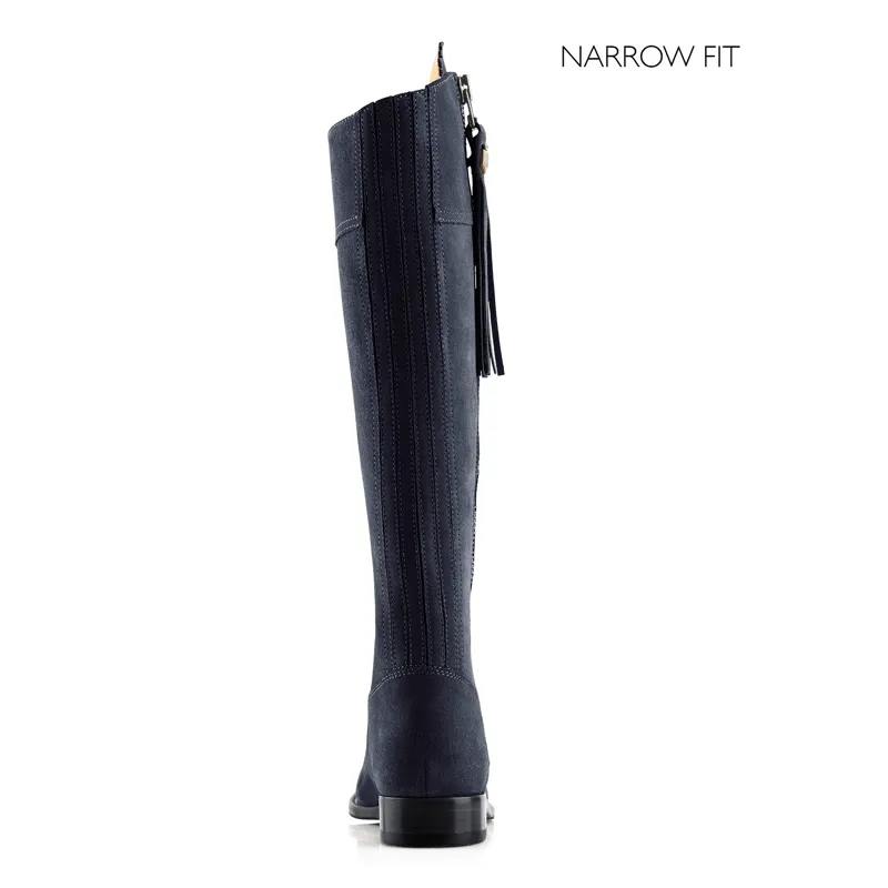 Fairfax and Favor Regina Flat Boots Narrow Fit in Navy Suede-1