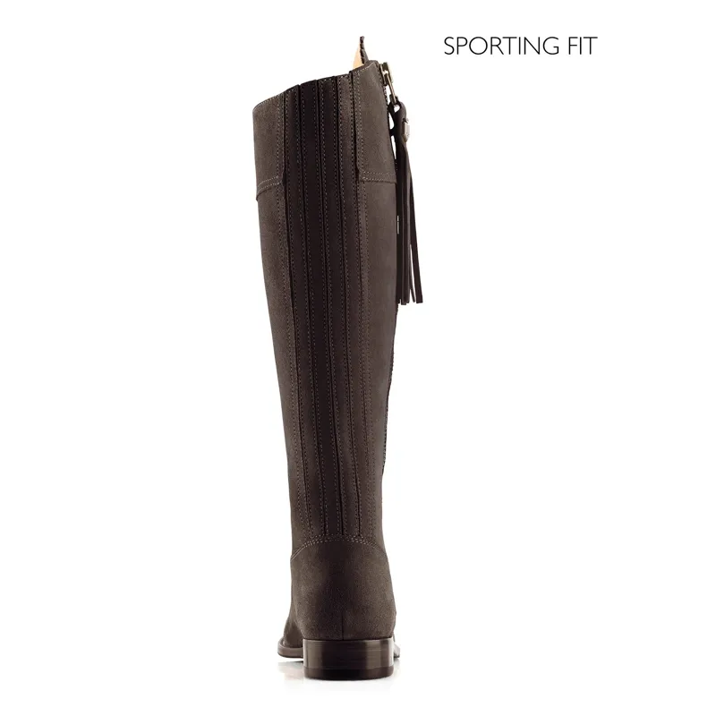Fairfax and Favor Regina Flat Boots Sporting Fit in Chocolate Suede-2
