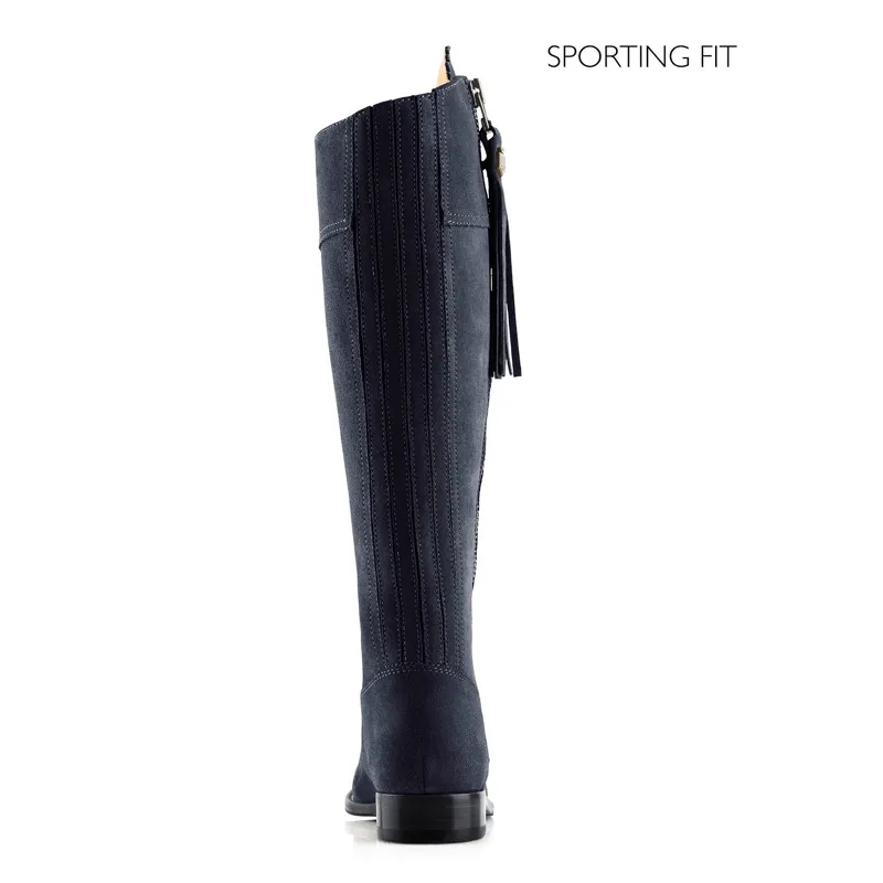 Fairfax and Favor Regina Flat Boots Sporting Fit in Navy Suede-3