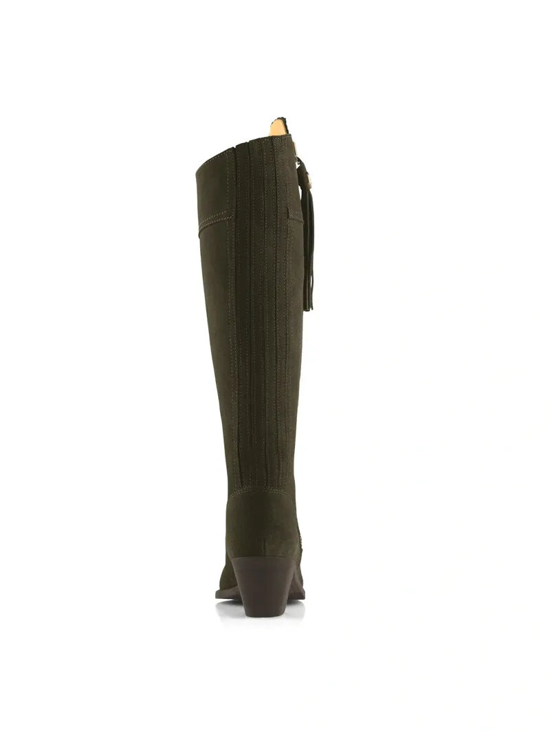 Fairfax and Favor Regina Heeled Boots Regular Fit in Moss Green Suede-2
