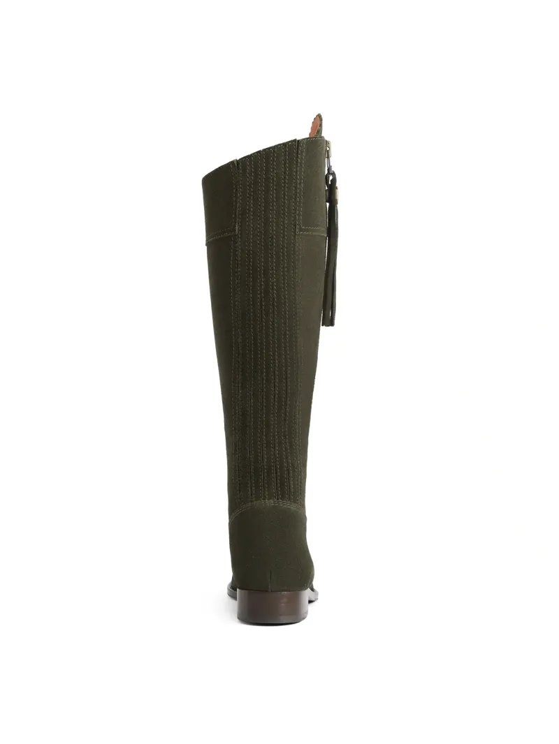 Fairfax and Favor Regina Flat Boot Regular Fit in Moss Green Suede-3