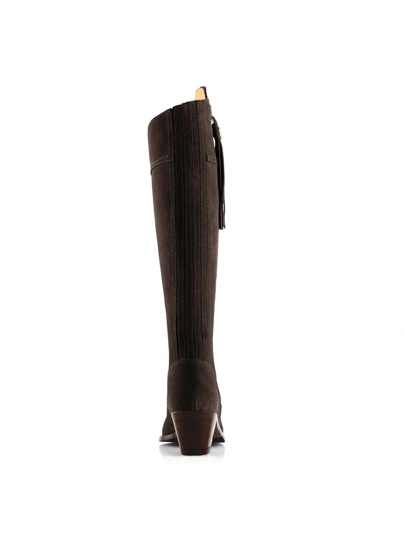 Fairfax and Favor Regina Heeled Boots Regular Fit in Chocolate Suede-2