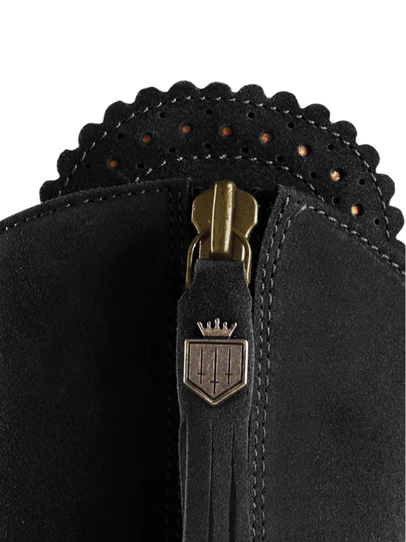 Fairfax and Favor Regina Flat Boot Regular Fit in Black Suede-3