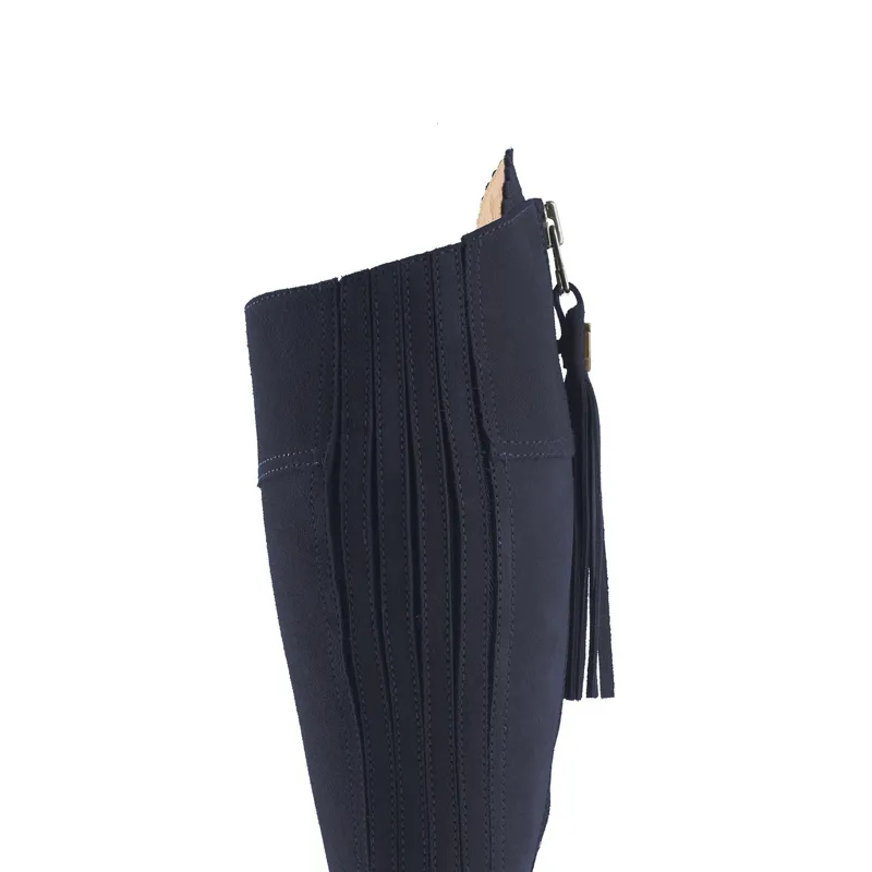 Fairfax and Favor Regina Flat Boot Regular Fit in Navy Suede-2