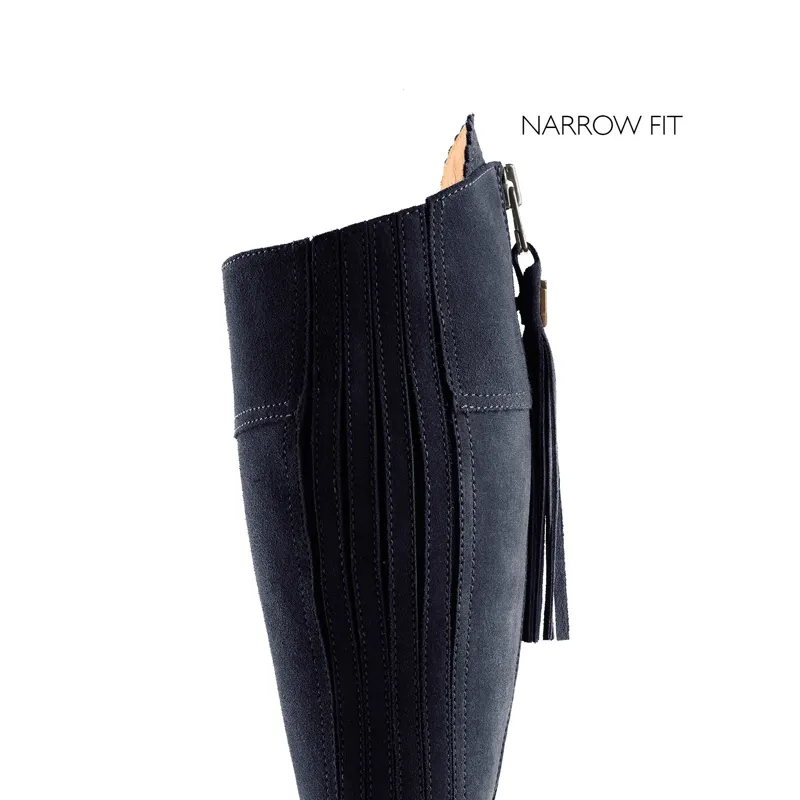 Fairfax and Favor Regina Flat Boots Narrow Fit in Navy Suede-2