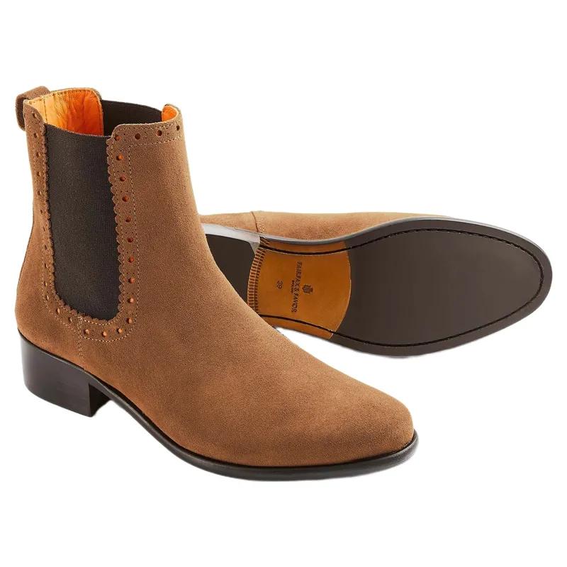 Fairfax and Favor Brogued Chelsea Boot in Tan Suede-2