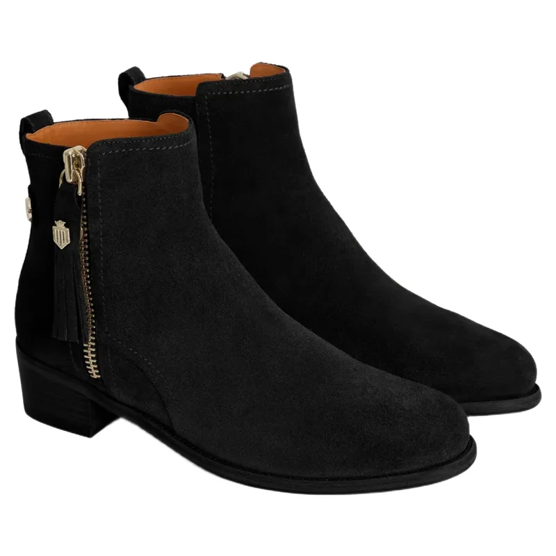 Fairfax and Favor Flat Oakham Ankle Boot in Black Suede-1