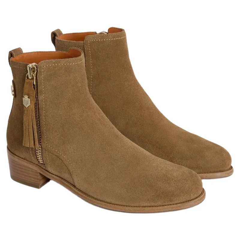 Fairfax and Favor Flat Oakham Ankle Boot in Tan Suede-1