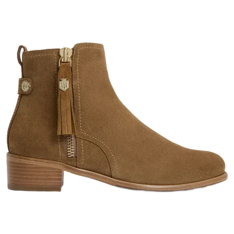 Fairfax and Favor Flat Oakham Ankle Boot in Tan Suede