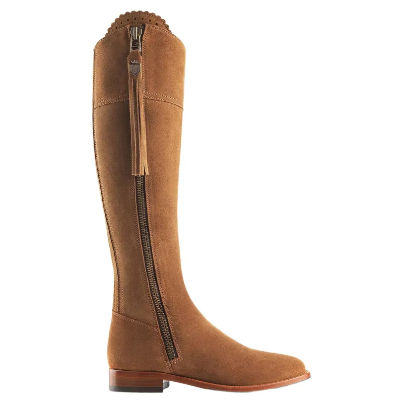 Fairfax and Favor Regina Flat Boot Regular Fit in Tan Suede