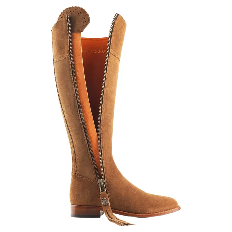 Fairfax and Favor Regina Flat Boot Regular Fit in Tan Suede-2