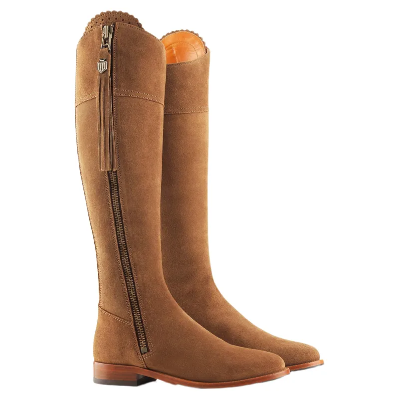 Fairfax and Favor Regina Flat Boot Regular Fit in Tan Suede-1