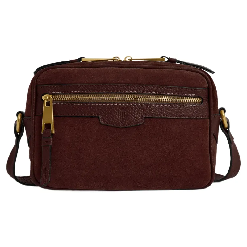 Fairfax and Favor Fulham Crossbody Bag in Port Suede