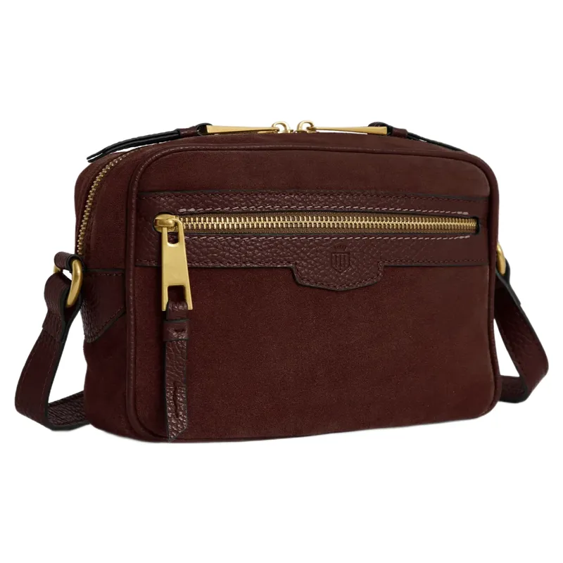 Fairfax and Favor Fulham Crossbody Bag in Port Suede-1