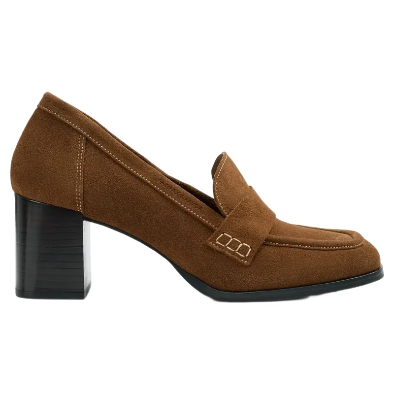 Fairfax and Favor Heeled Wroxham Loafer in Tan Suede