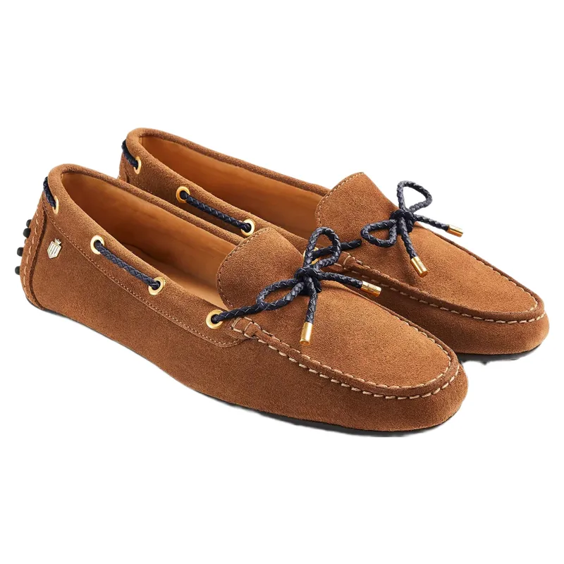 Fairfax and Favor Henley Driving Shoe in Tan/Navy-1