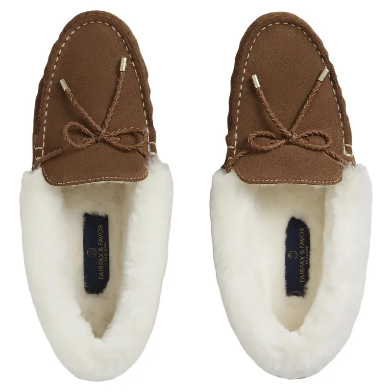 Fairfax and Favor Henley Shearling Lined Slippers in Tan-2