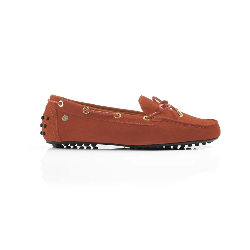Fairfax and Favor Henley Driver Shoe in Sunset Orange Suede